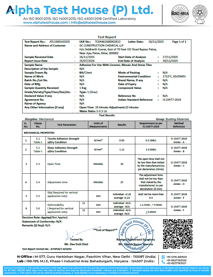 IS 15477 Certification